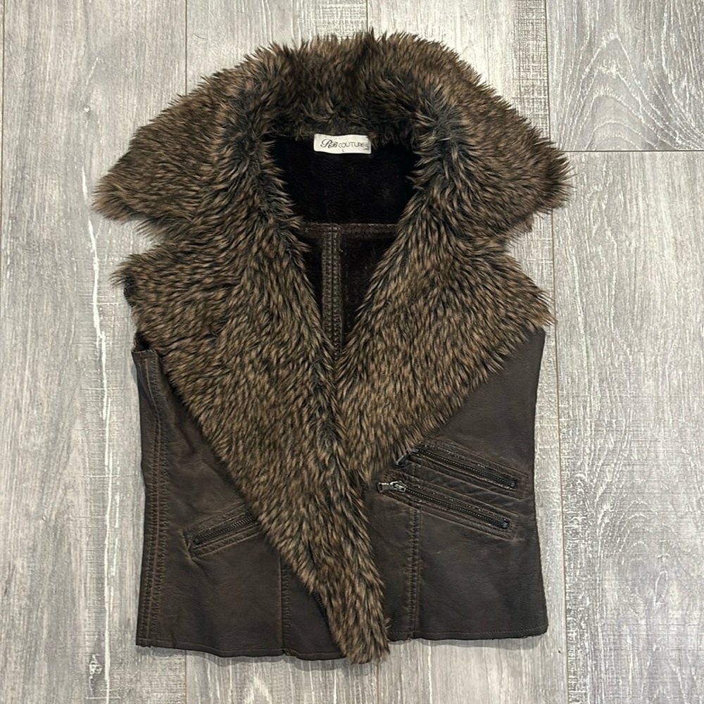 RB Couture Leather Fur Vest